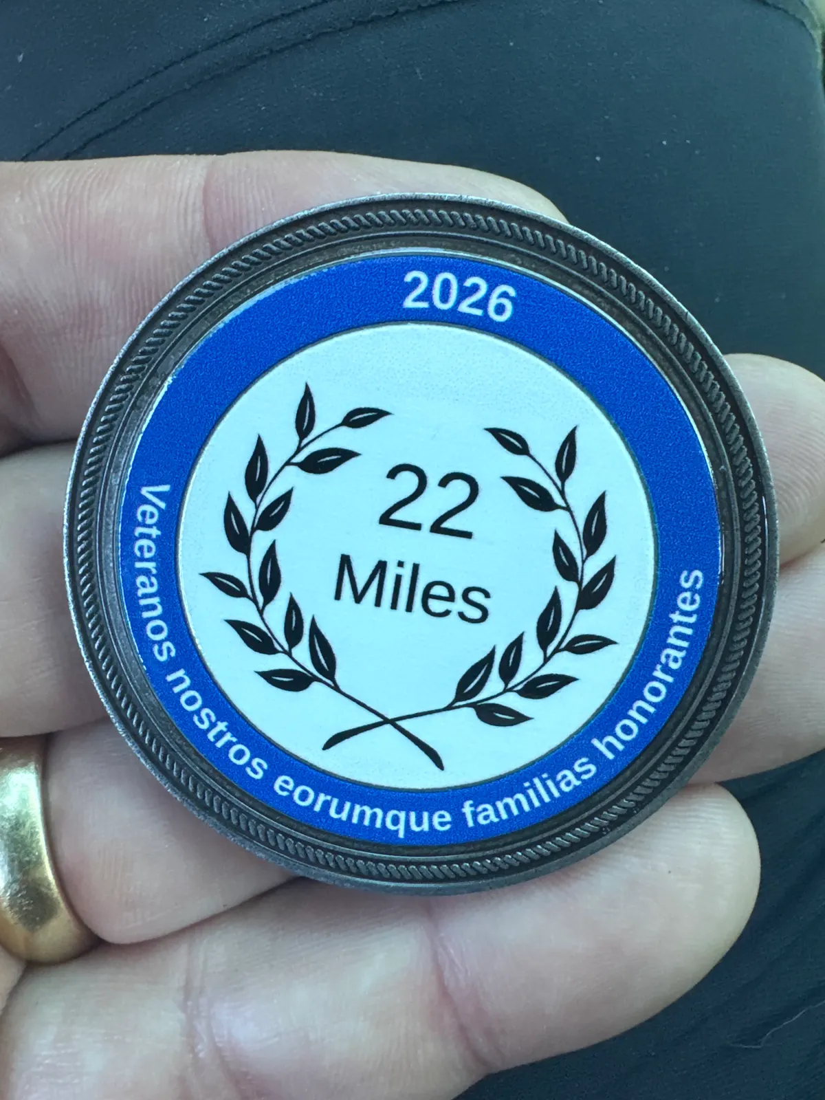 The 2026 RuckUp22 22-mile challenge coin